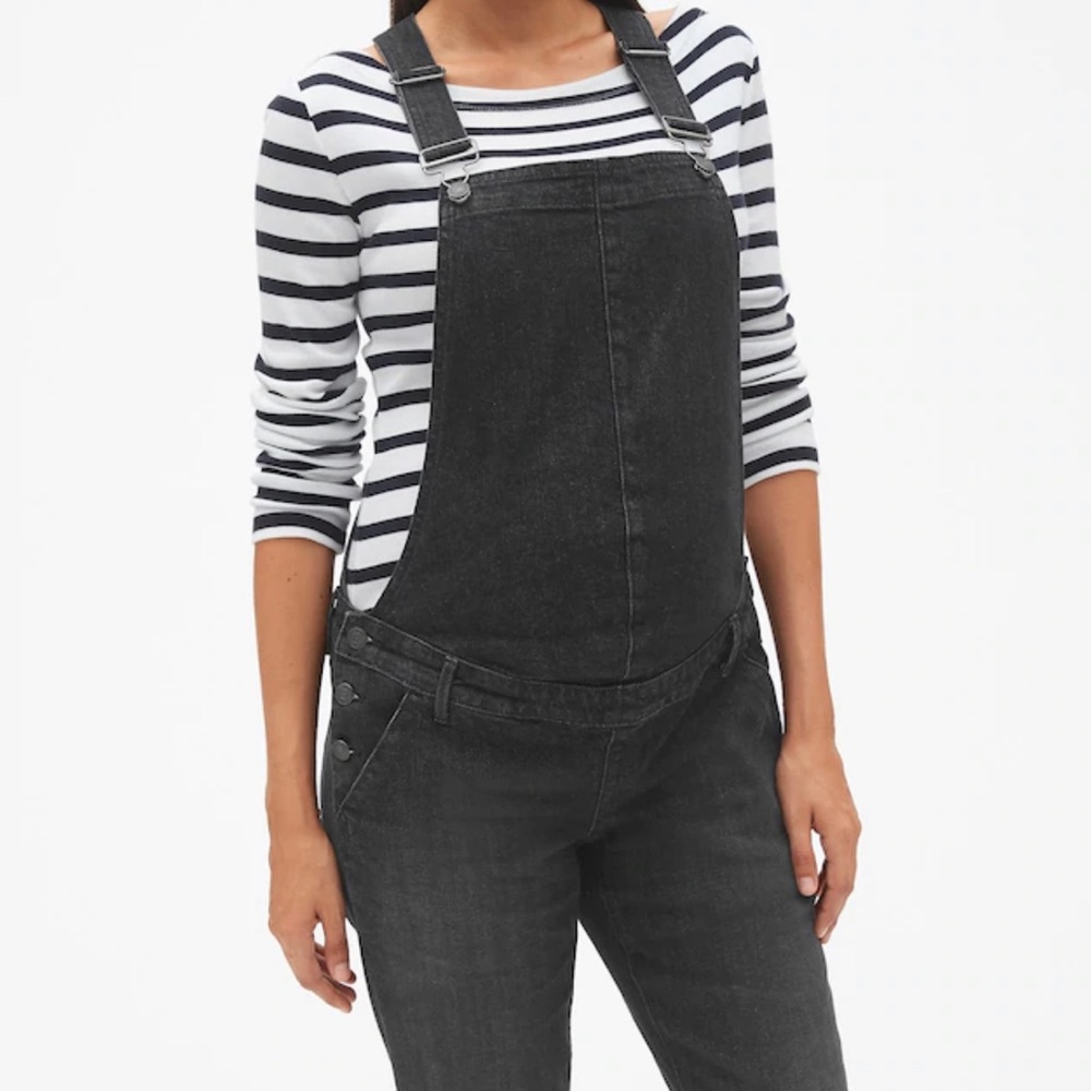 GAP Maternity Black Denim Overalls - Small